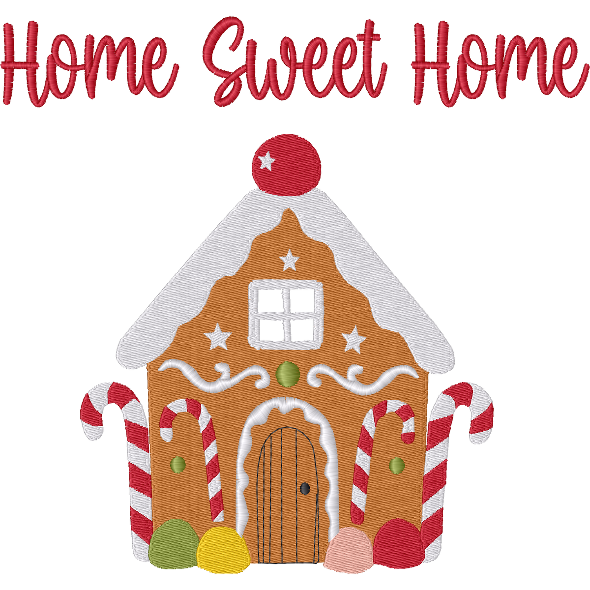 Home Sweet Home Gingerbread House machine embroidery stitch preview