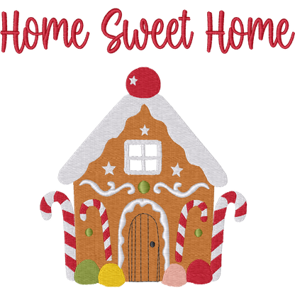 Home Sweet Home Gingerbread House machine embroidery stitch preview
