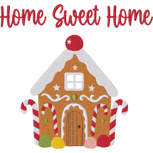 Home Sweet Home Gingerbread House machine embroidery stitch preview