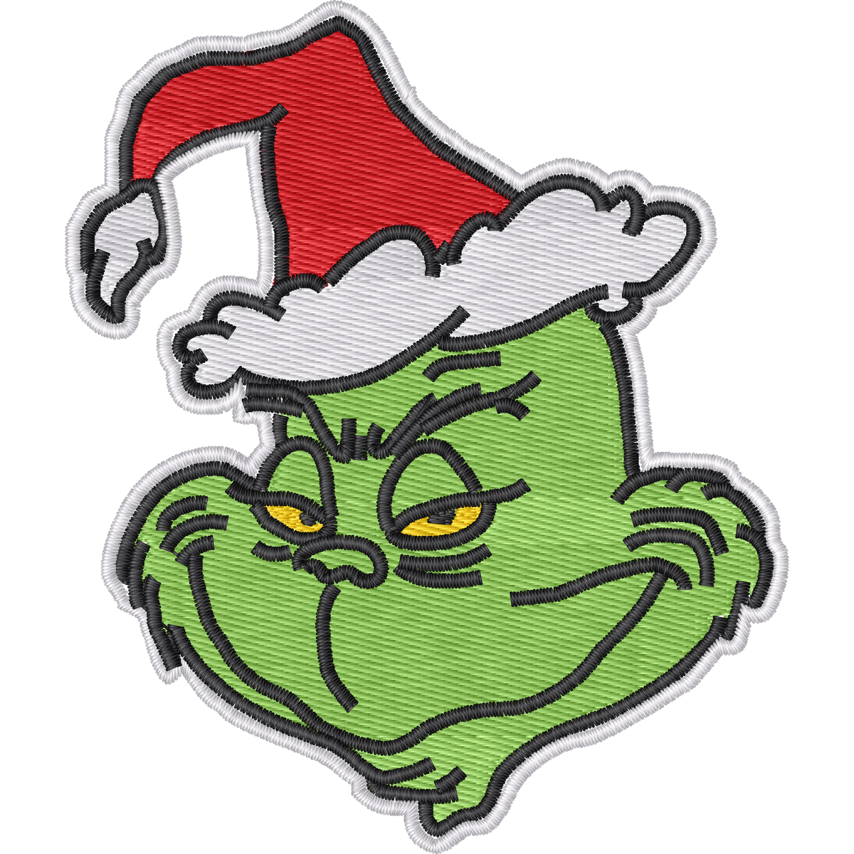 Grinch Face Santa Hat machine embroidery stitch preview