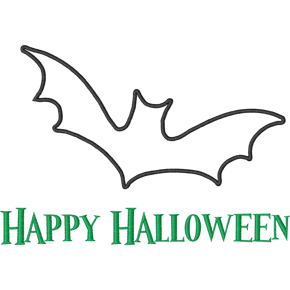 Happy Halloween Bat machine embroidery stitch preview