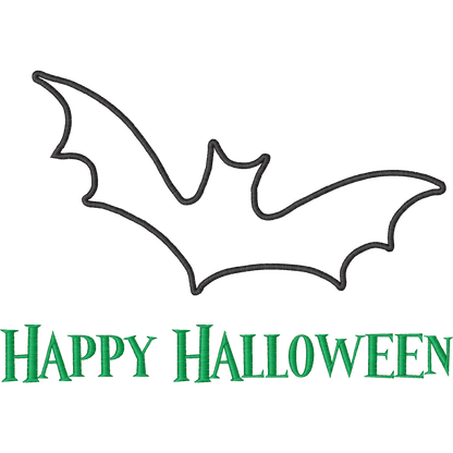Happy Halloween Bat machine embroidery stitch preview