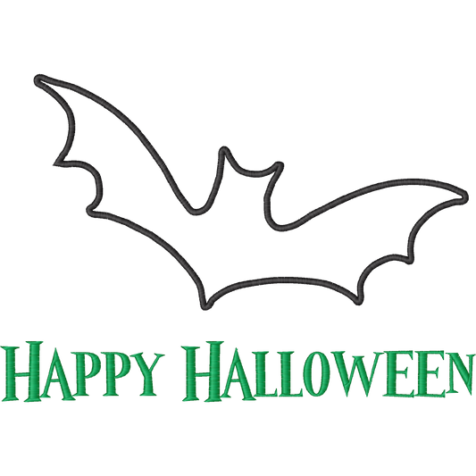 Happy Halloween Bat machine embroidery stitch preview