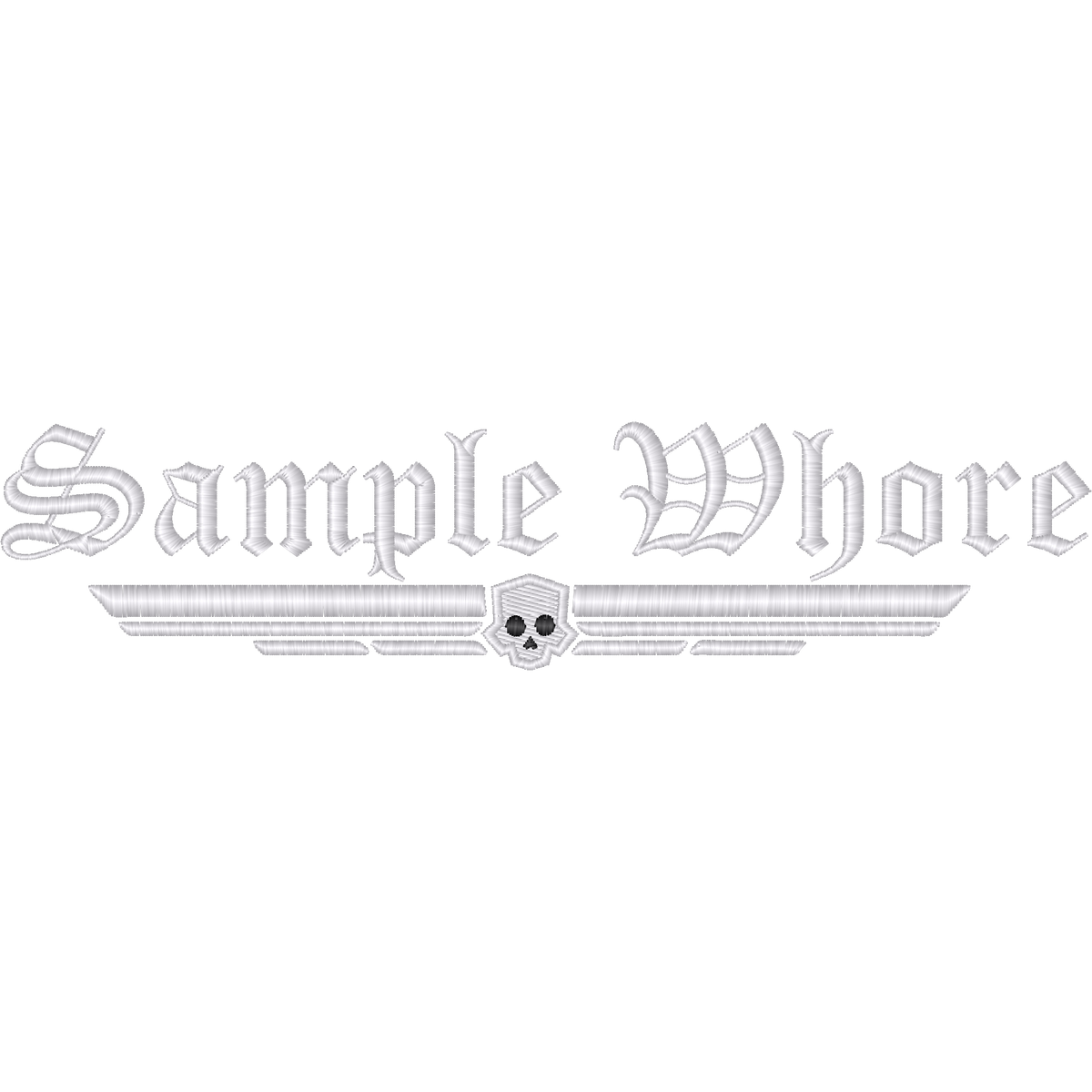 Helldivers Sample Whore Gothic Letters machine embroidery stitch preview