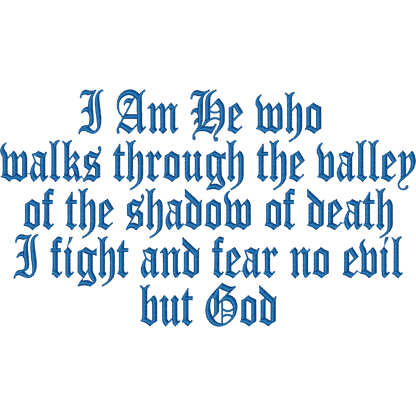 I Am He Who Walks Through the Valley Lettering machine embroidery stitch preview