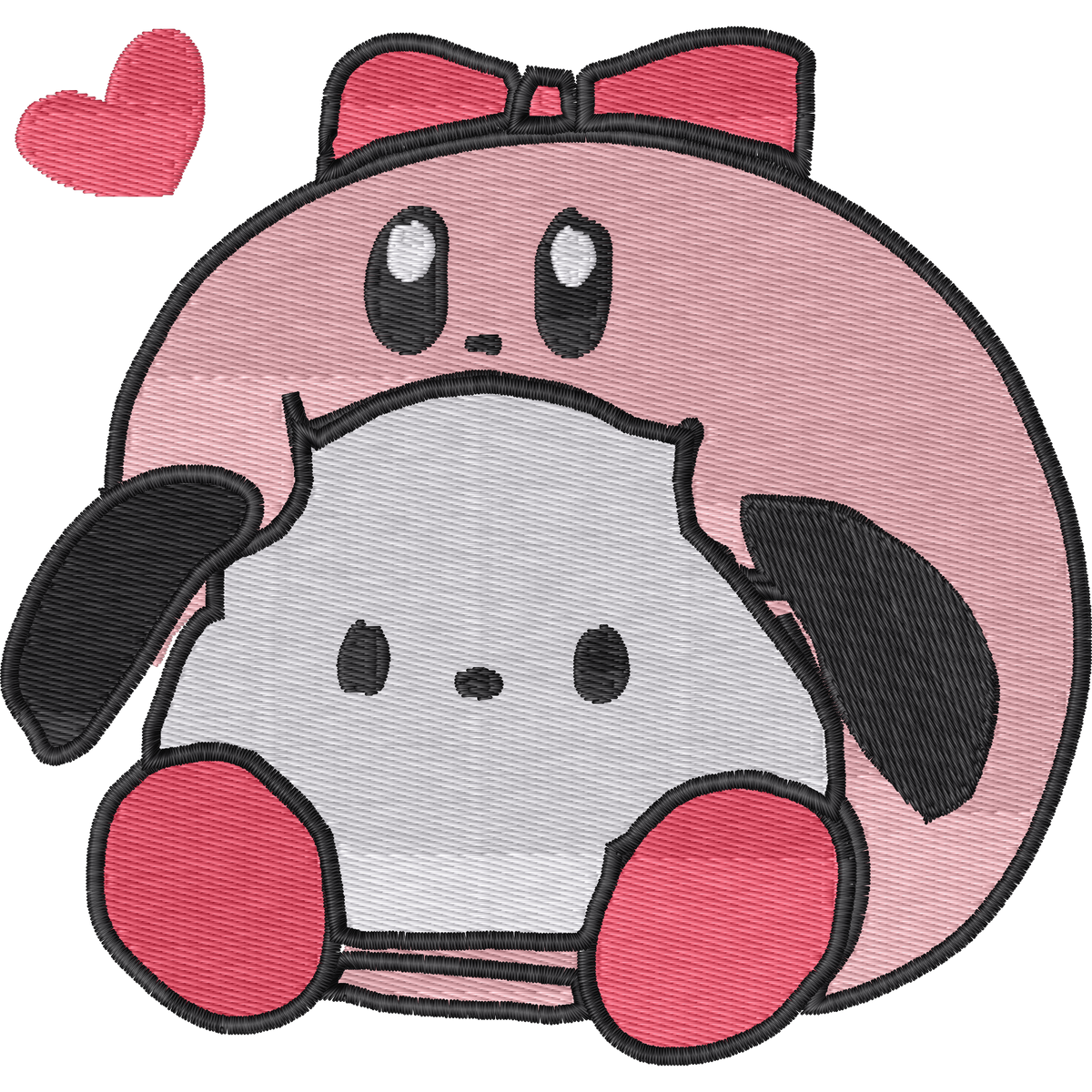 Kirby Pochacco Heart machine embroidery stitch preview