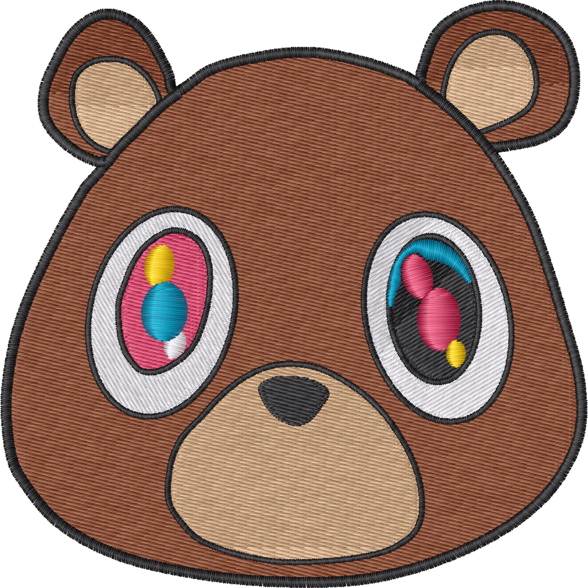 Brown Bear Face machine embroidery stitch preview