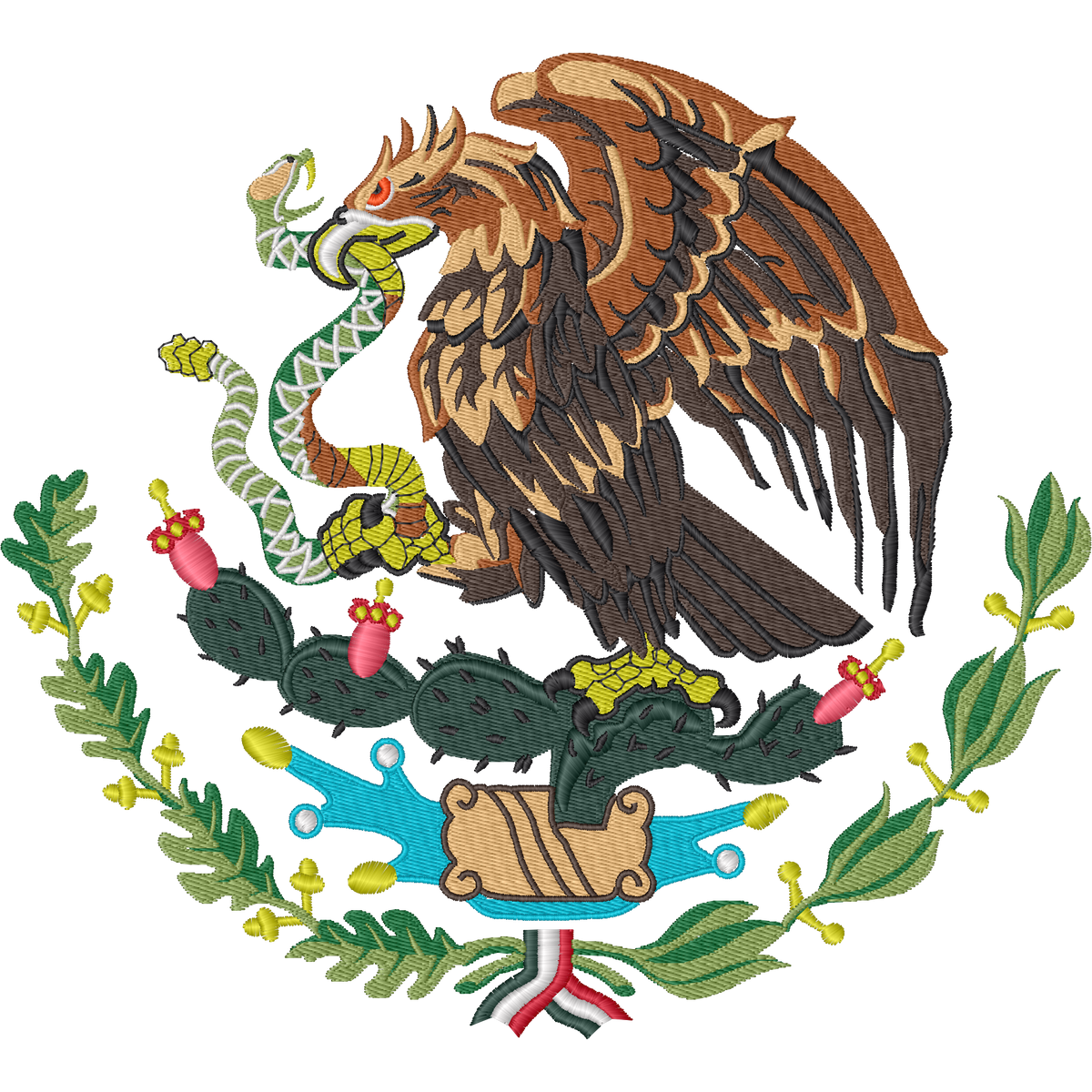 Mexican Eagle Coat of Arms machine embroidery stitch preview