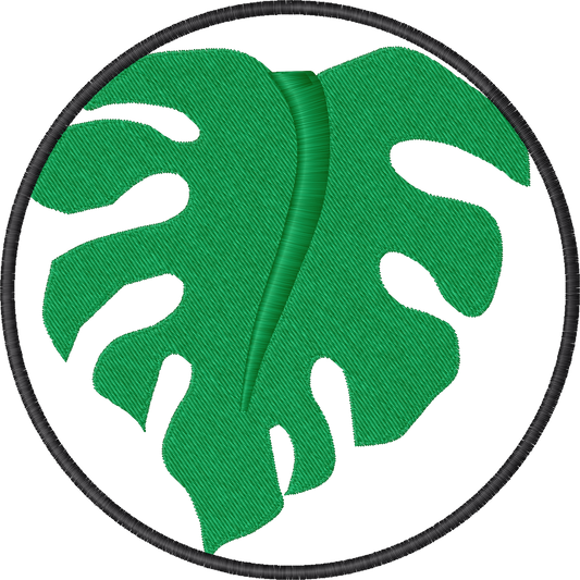 Green Monstera Leaf machine embroidery stitch preview