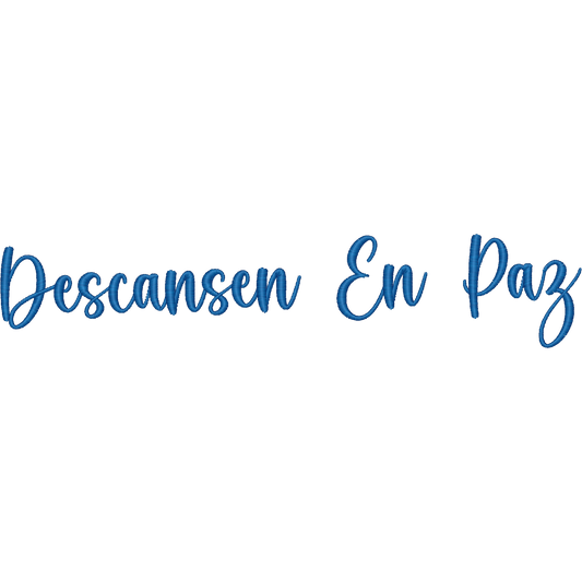 Descansen en Paz Lettering machine embroidery stitch preview