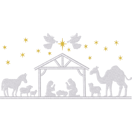 Nativity Silhouette machine embroidery stitch preview