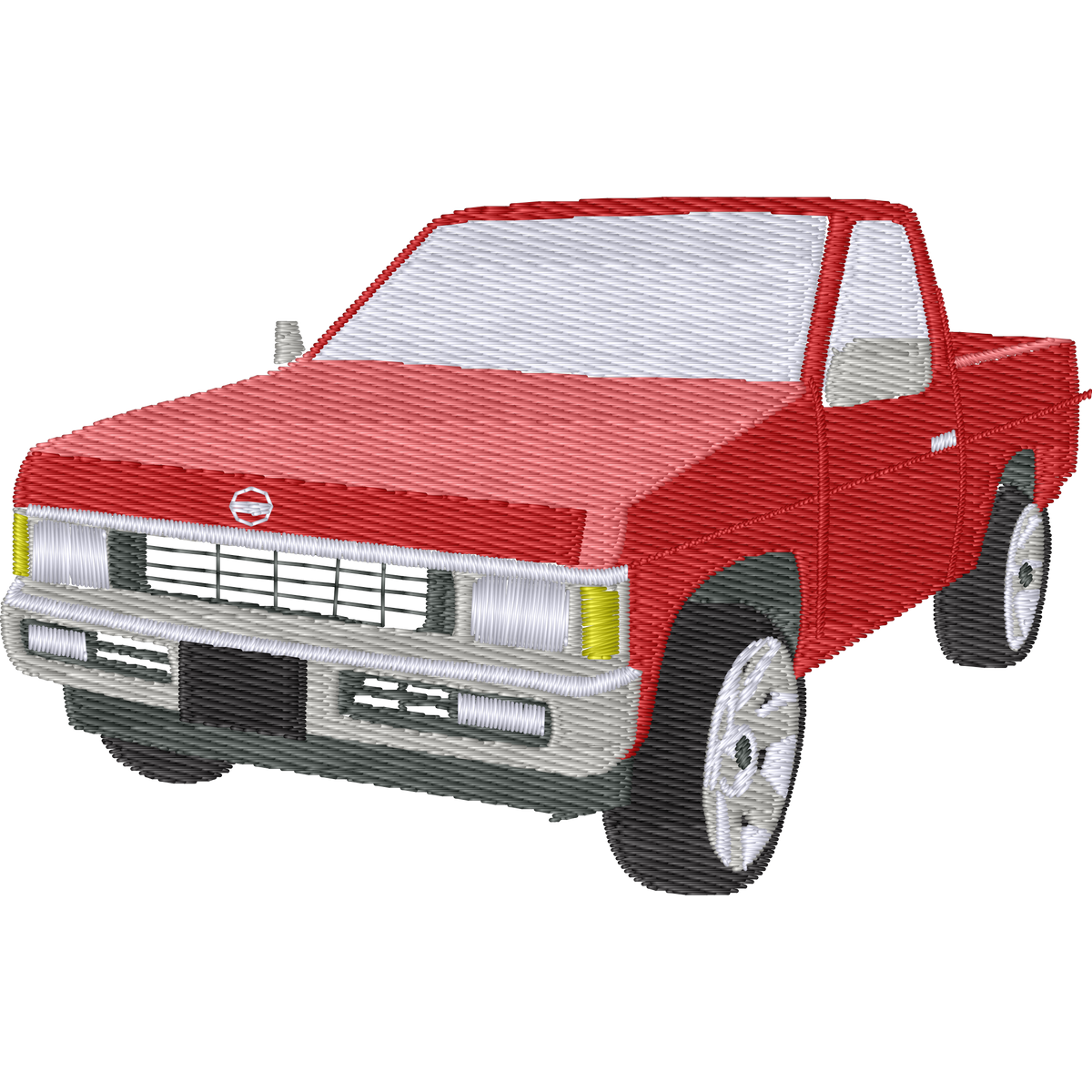 Red Nissan Pickup Truck machine embroidery stitch preview