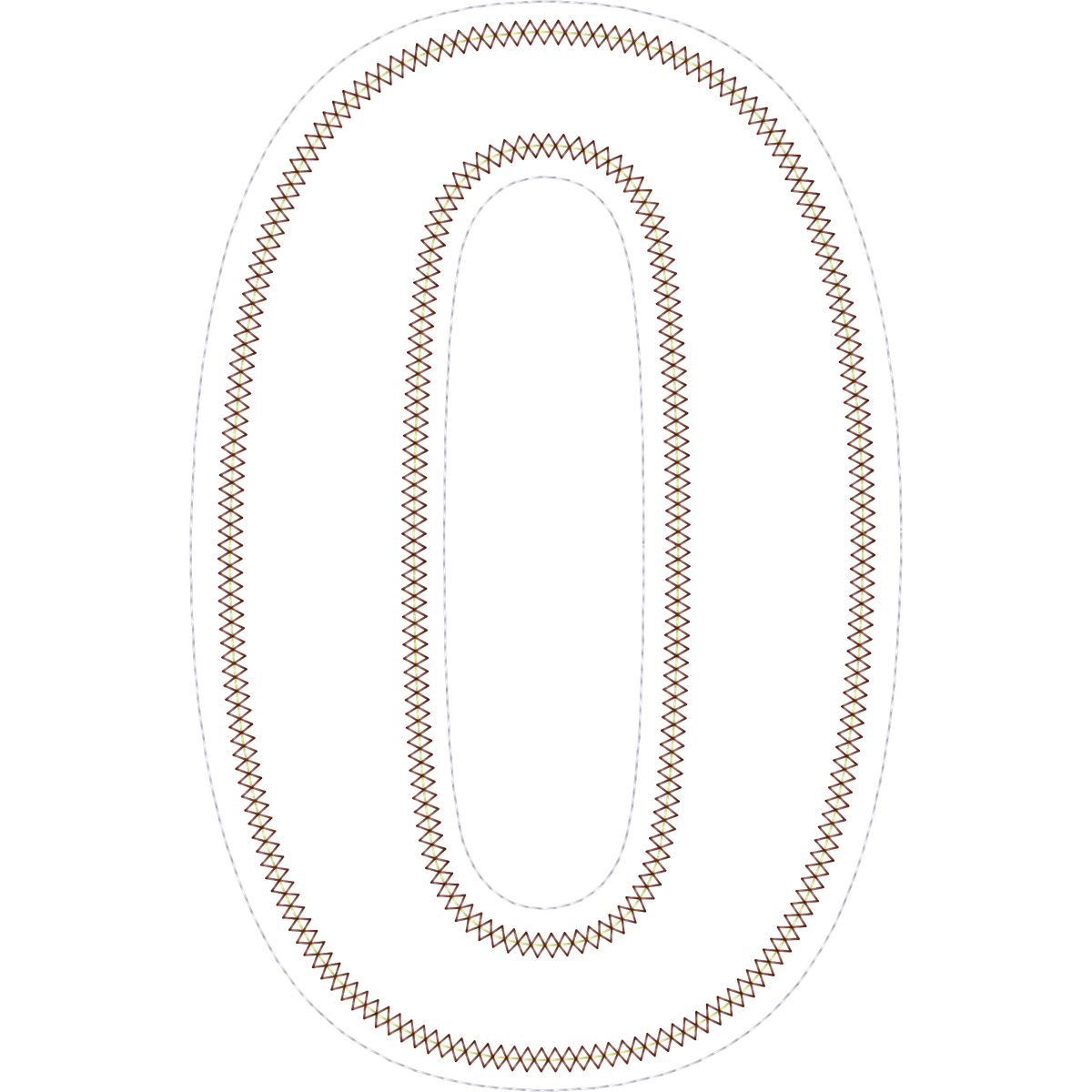 Zero Number Outline machine embroidery stitch preview