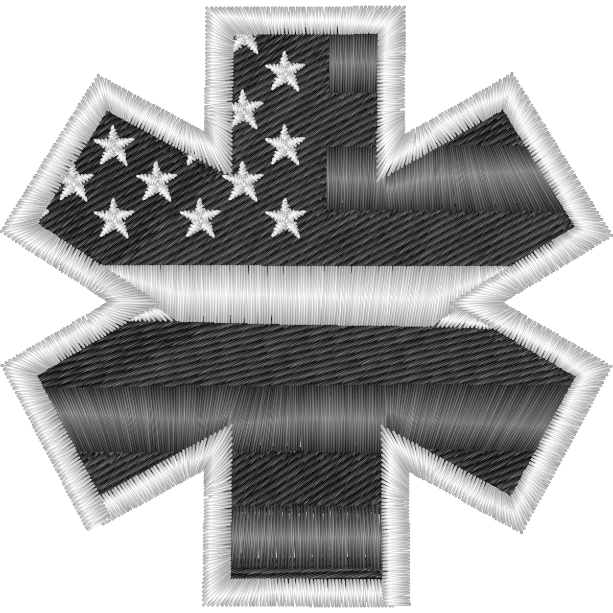 Paramedic American Flag Star machine embroidery stitch preview
