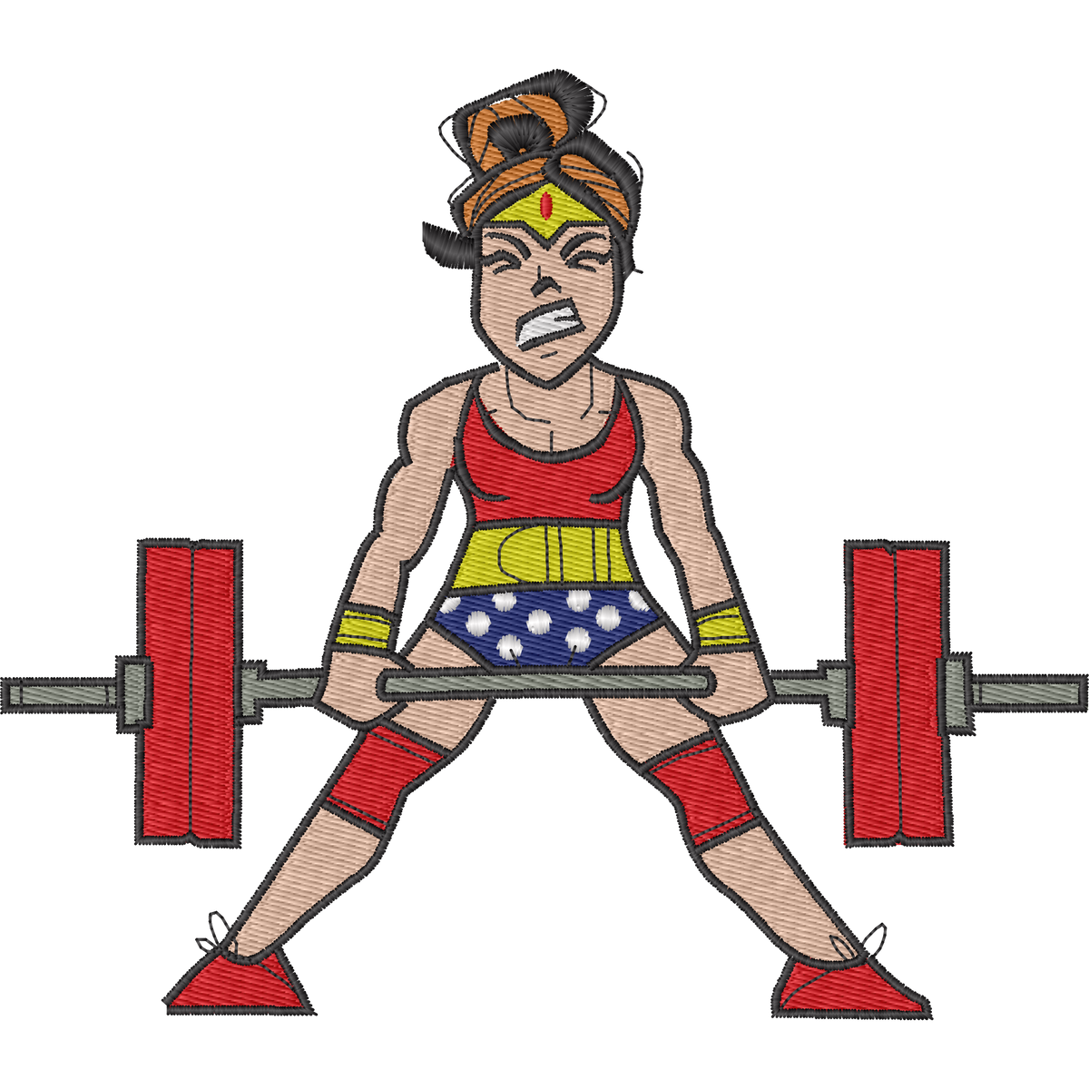 Wonder Woman Deadlift machine embroidery stitch preview