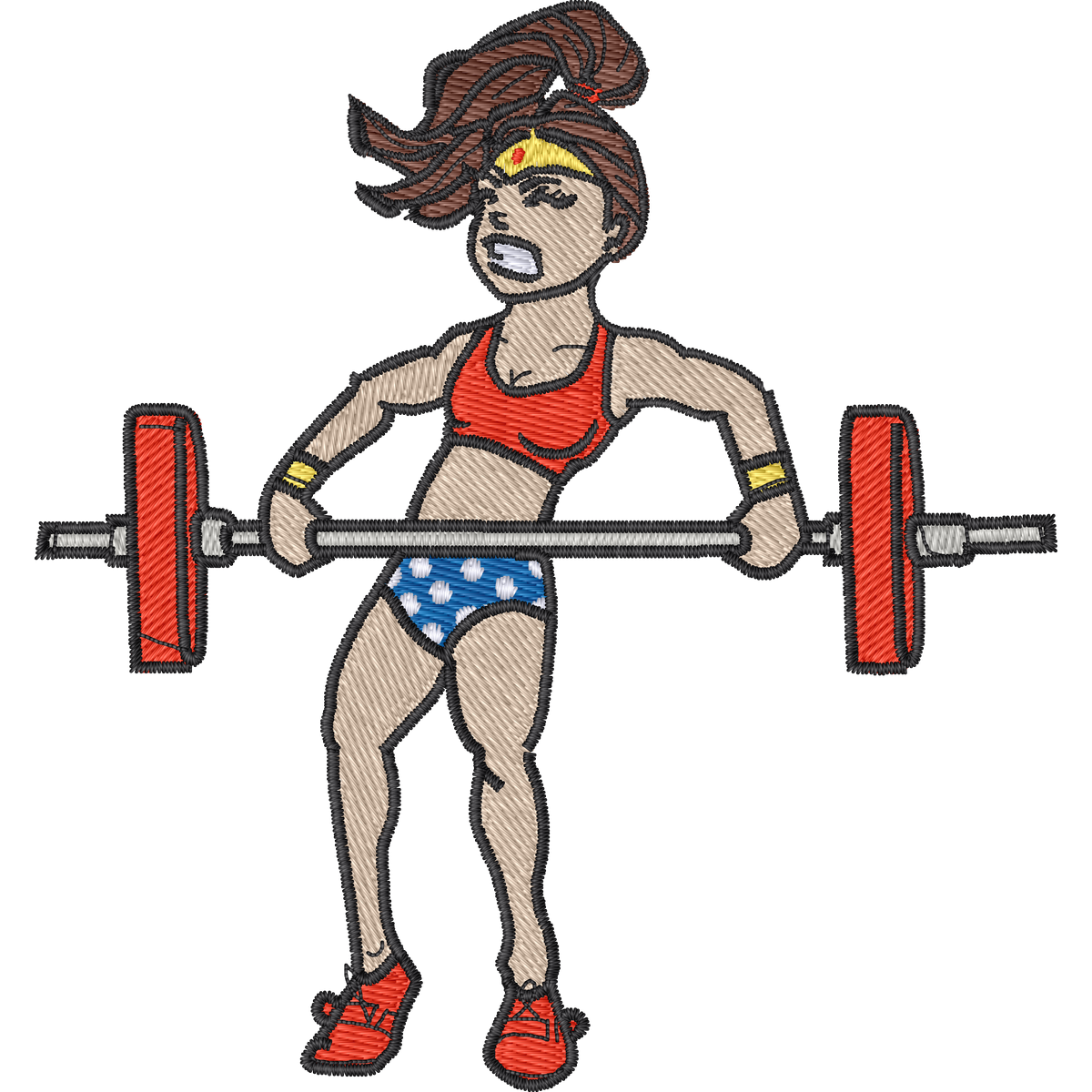 Wonder Woman Barbell machine embroidery stitch preview