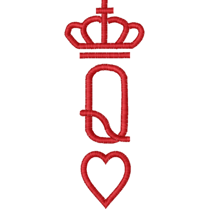 Queen of Hearts Playing Card machine embroidery stitch preview