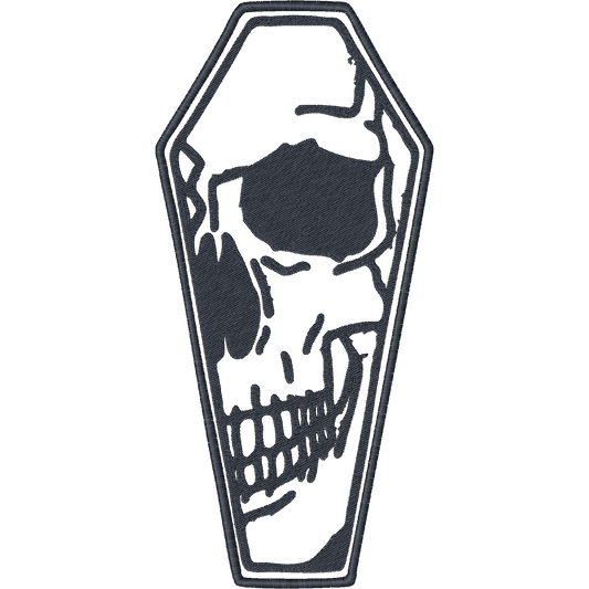 Skull in Coffin machine embroidery stitch preview