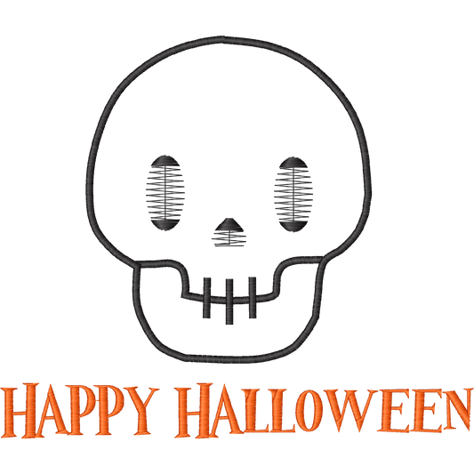 Happy Halloween Skull machine embroidery stitch preview