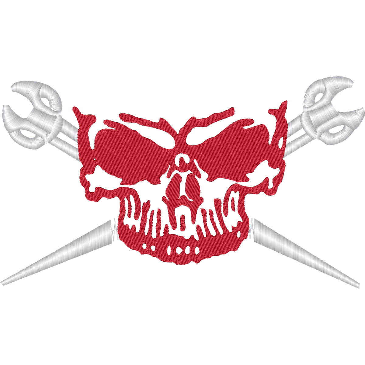 Texas Ironworker Skull Red machine embroidery stitch preview