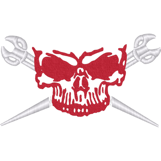 Texas Ironworker Skull Red machine embroidery stitch preview