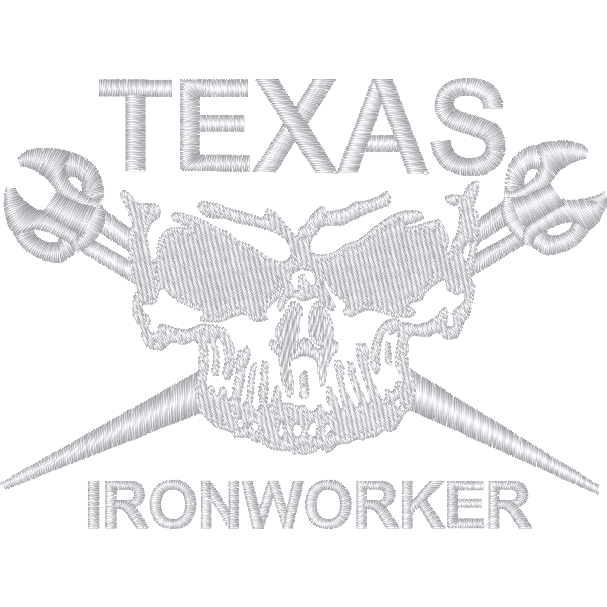 Texas Ironworker Skull White machine embroidery stitch preview
