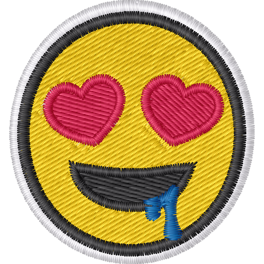 Heart Eyes Drooling Emoji machine embroidery stitch preview