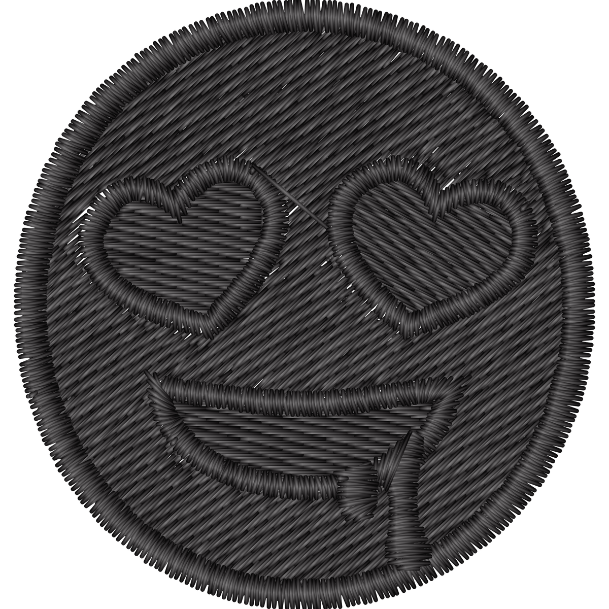 Heart Eyes Drooling Emoji Black machine embroidery stitch preview