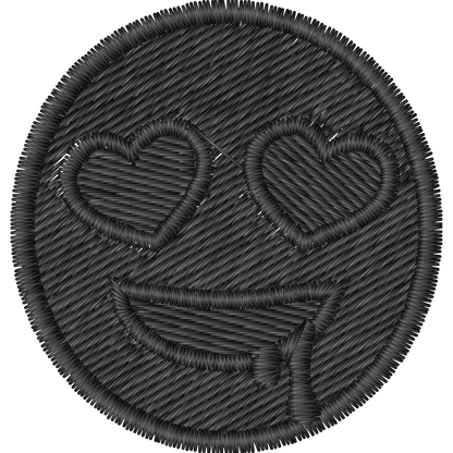 Heart Eyes Drooling Emoji Black machine embroidery stitch preview