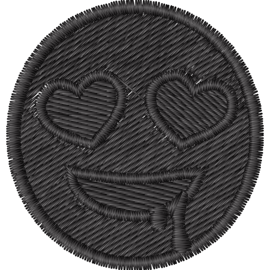 Heart Eyes Drooling Emoji Black machine embroidery stitch preview