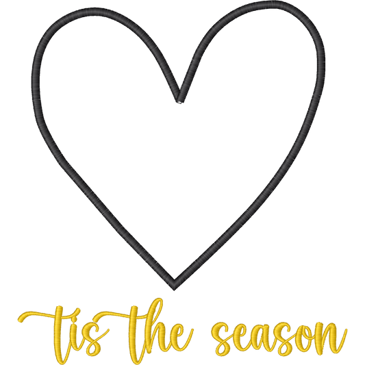 Tis the Season Heart Outline machine embroidery stitch preview