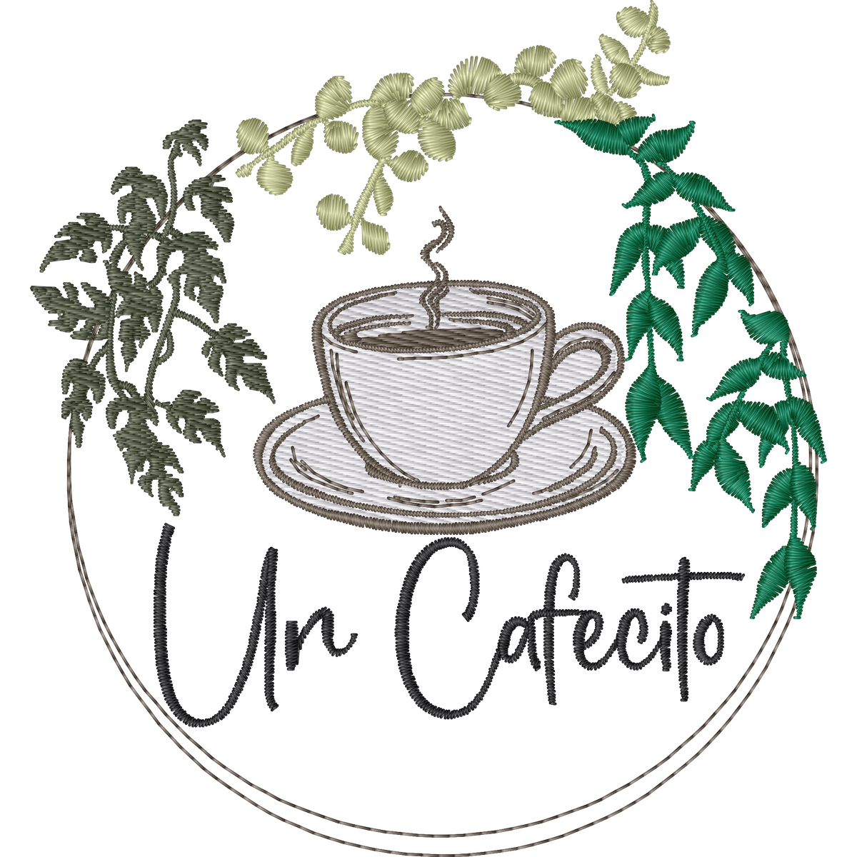 Un Cafecito Coffee Floral machine embroidery stitch preview