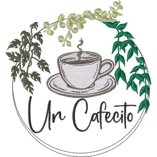 Un Cafecito Coffee Floral machine embroidery stitch preview