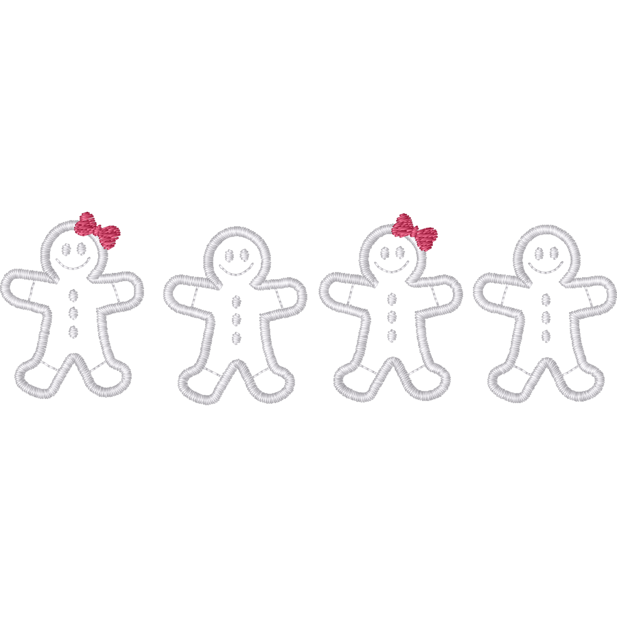 Gingerbread Men Outline machine embroidery stitch preview