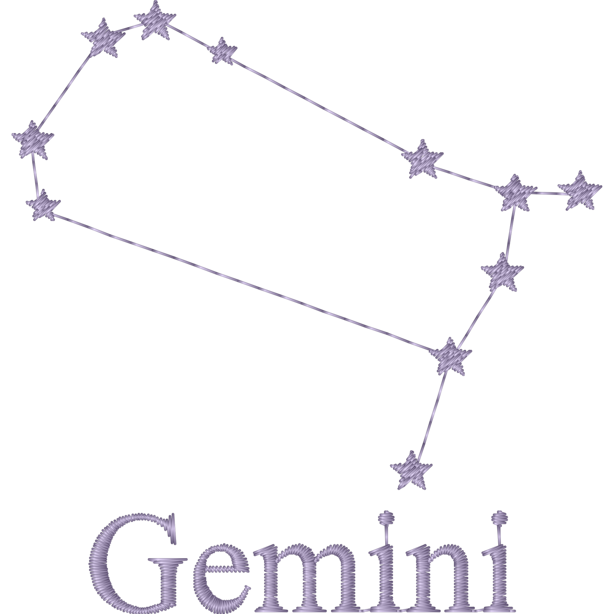 Gemini Constellation machine embroidery stitch preview