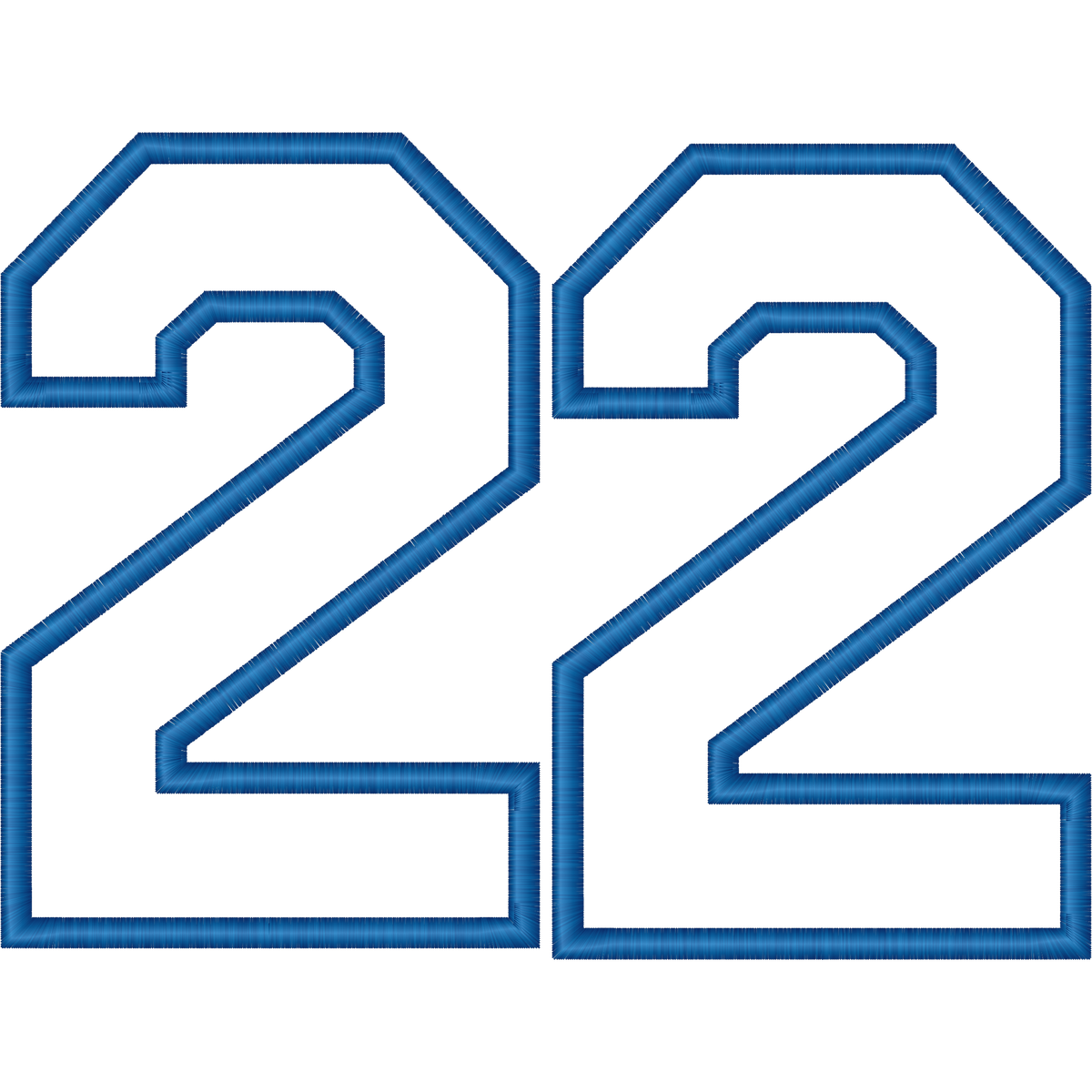 Number 22 Outline machine embroidery stitch preview