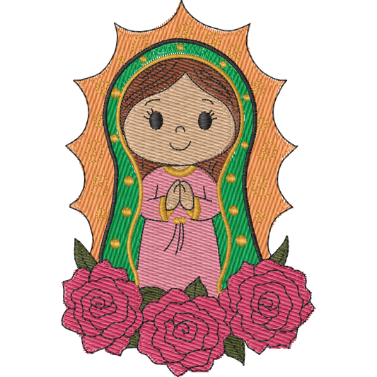 Virgin Mary Child with Roses machine embroidery stitch preview