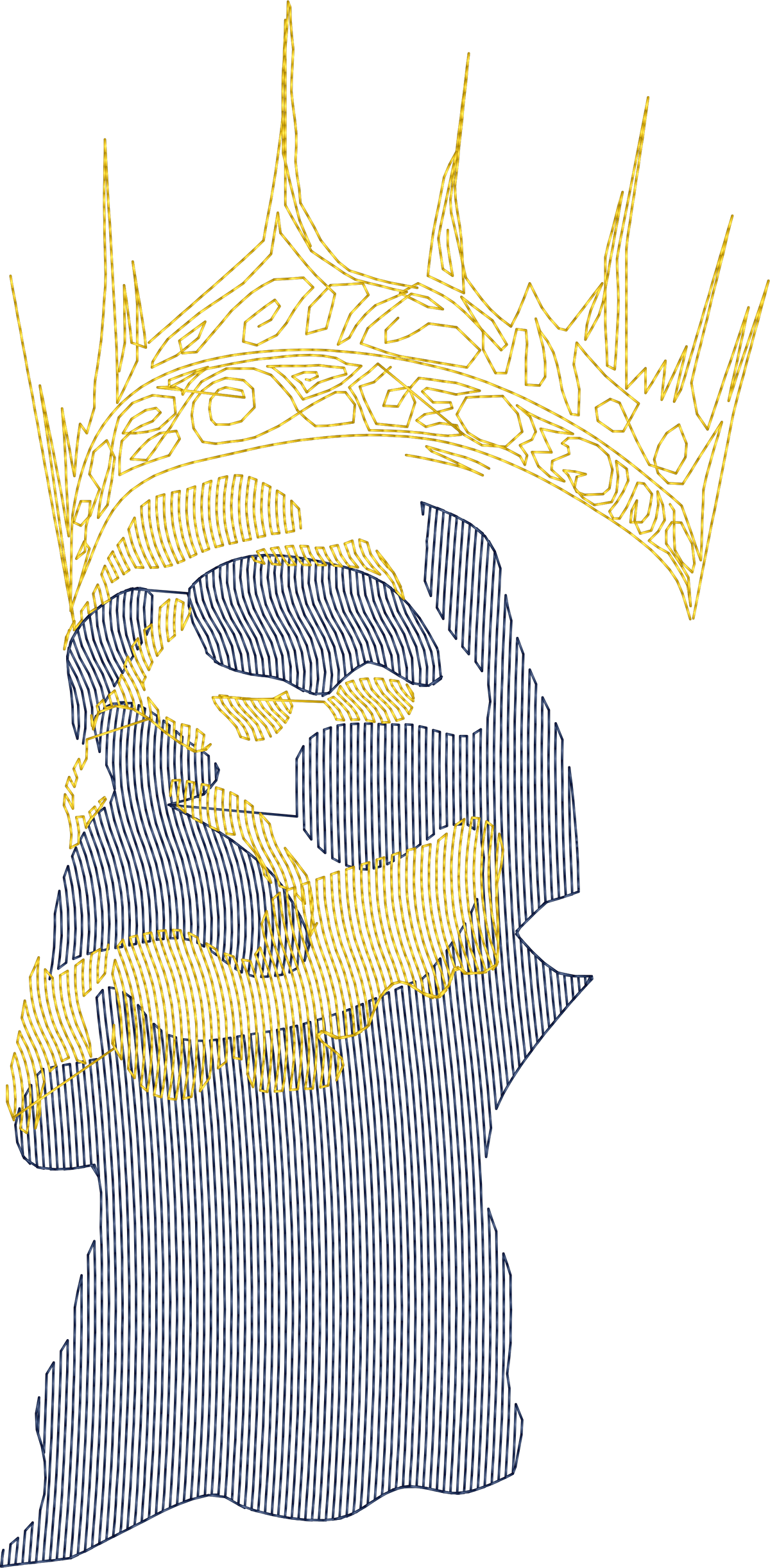 King Jesus Crowned Portrait machine embroidery stitch preview