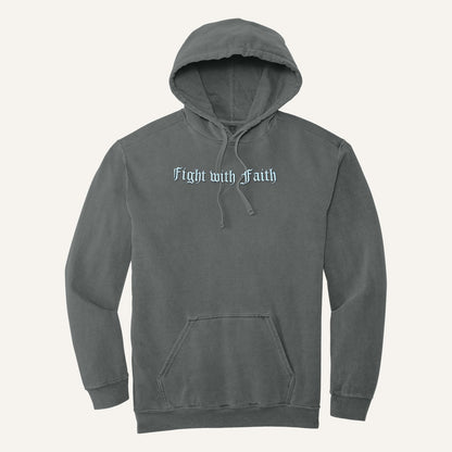 Fight with Faith Embroidered Sweatshirt – Christian Crewneck – Comfort Colors Hoodie in Grey