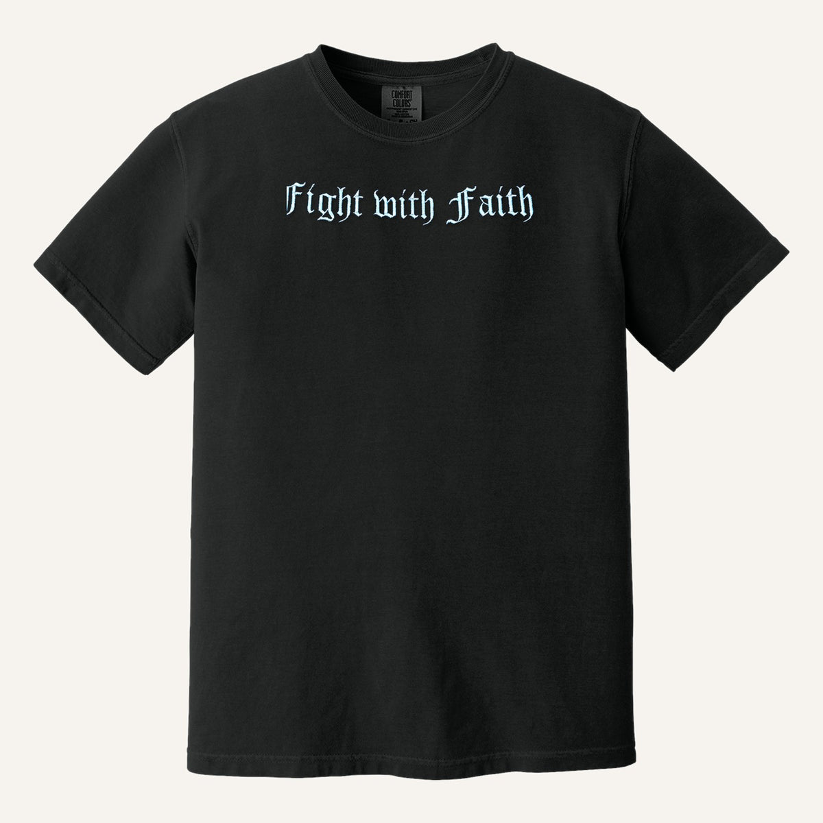 Fight with Faith Embroidered Sweatshirt – Christian Crewneck – Comfort Colors Tee in Black