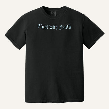 Fight with Faith Embroidered Sweatshirt – Christian Crewneck – Comfort Colors Tee in Black
