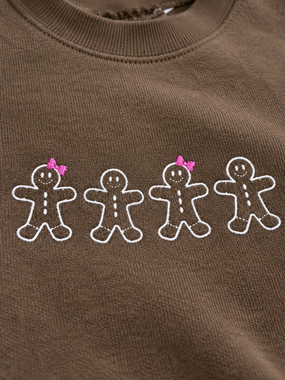 Gingerbread Cookies Embroidered Sweatshirt – close-up detail