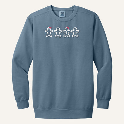 Gingerbread Cookies Embroidered Sweatshirt – Comfort Colors Crewneck in Blue Jean