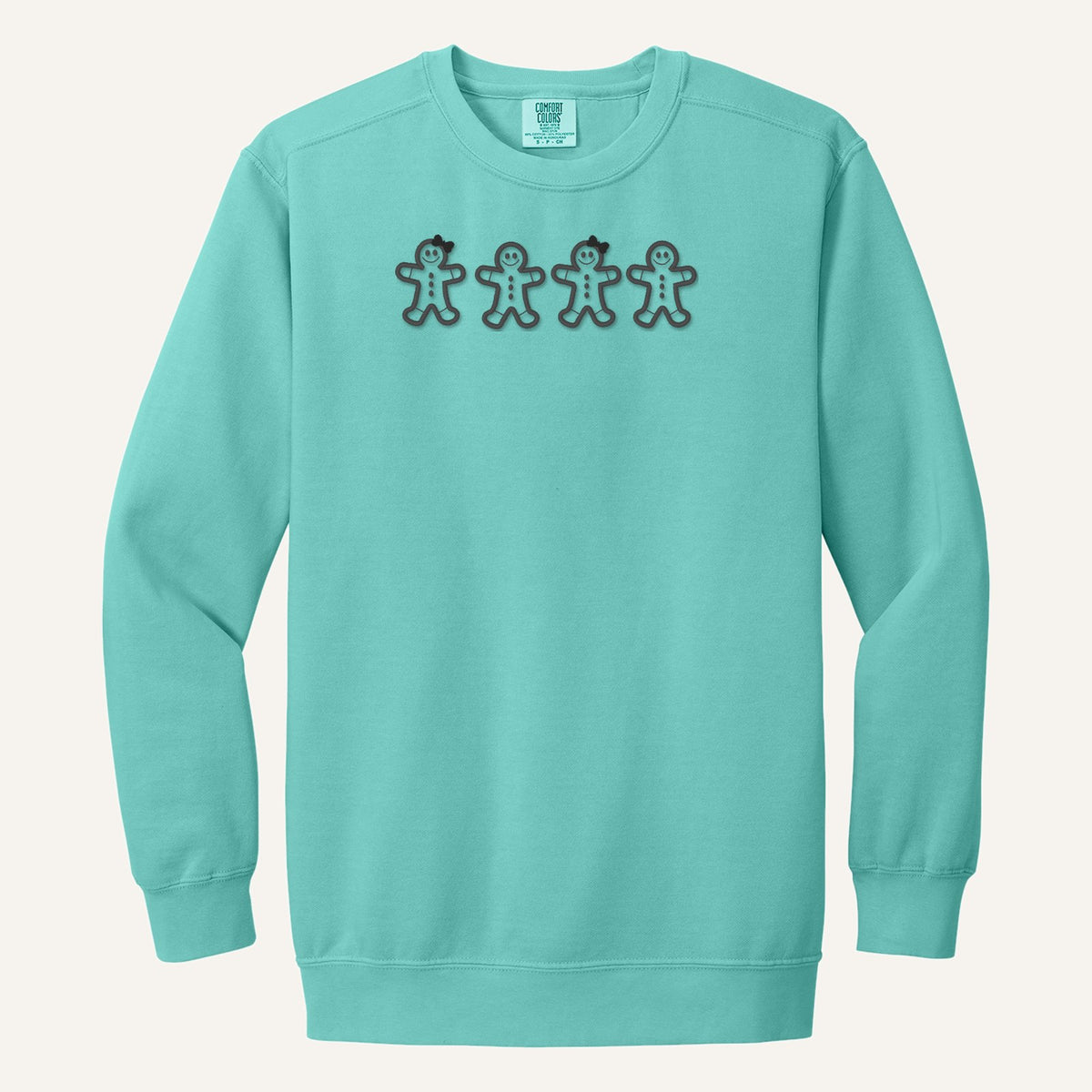 Gingerbread Cookies Embroidered Sweatshirt – Comfort Colors Crewneck in Chalky Mint