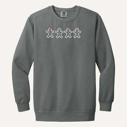 Gingerbread Cookies Embroidered Sweatshirt – Comfort Colors Crewneck in Grey