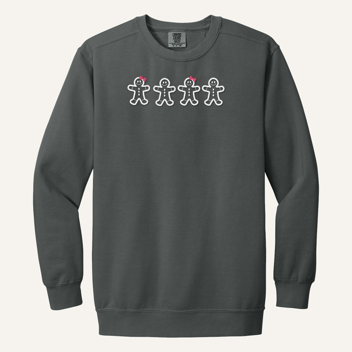 Gingerbread Cookies Embroidered Sweatshirt – Comfort Colors Crewneck in Pepper