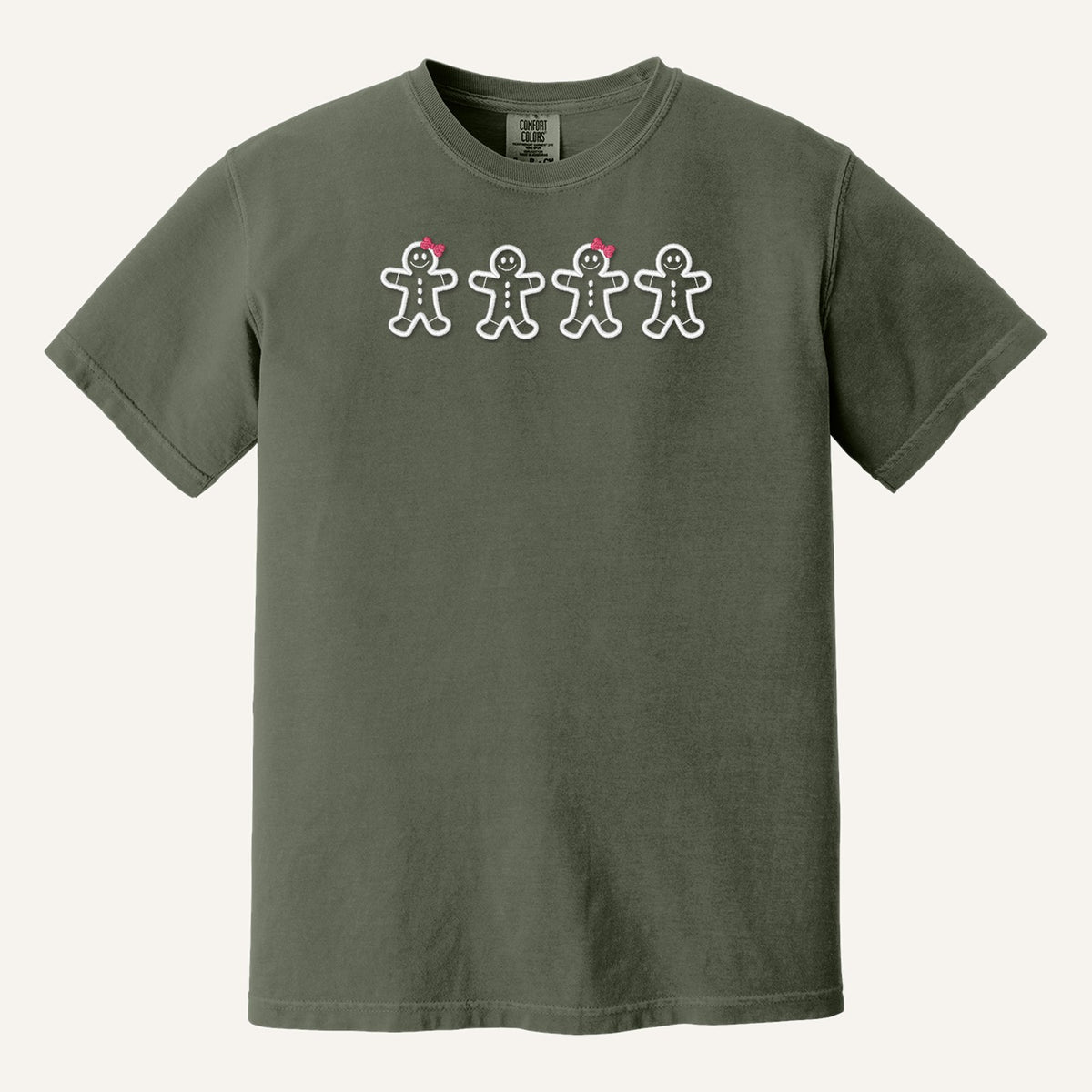 Gingerbread Cookies Embroidered Sweatshirt – Comfort Colors Tee in Moss