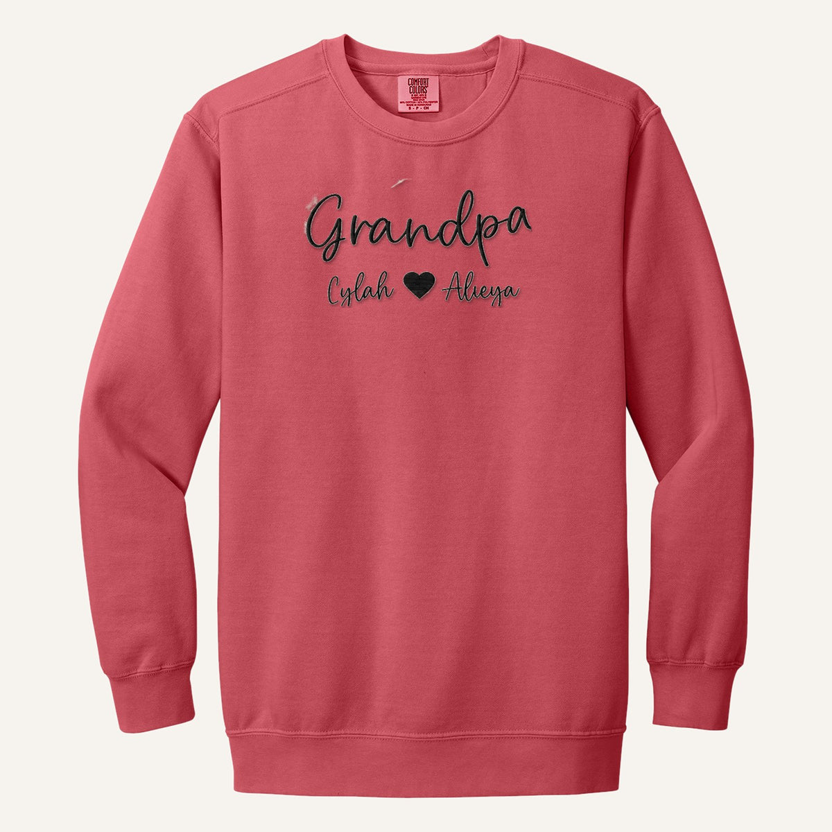 Grandpa Embroidered Hoodie with Grandkids' Names – Comfort Colors Crewneck in Watermelon