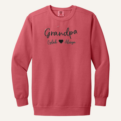 Grandpa Embroidered Hoodie with Grandkids' Names – Comfort Colors Crewneck in Watermelon
