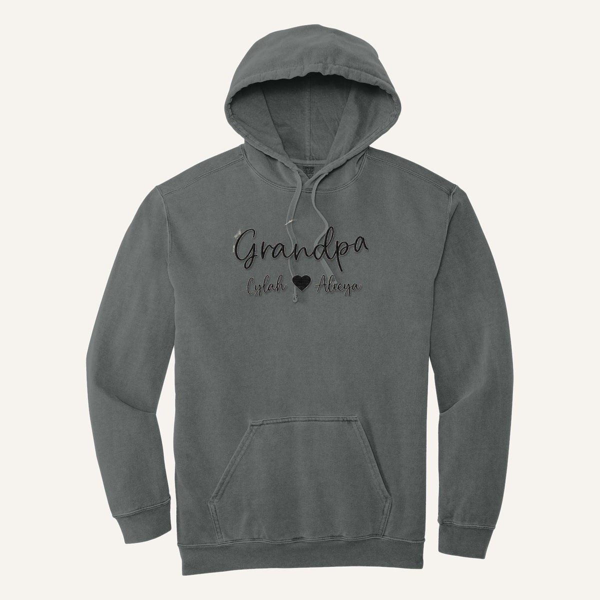 Grandpa Embroidered Hoodie with Grandkids' Names – Comfort Colors Hoodie in Grey